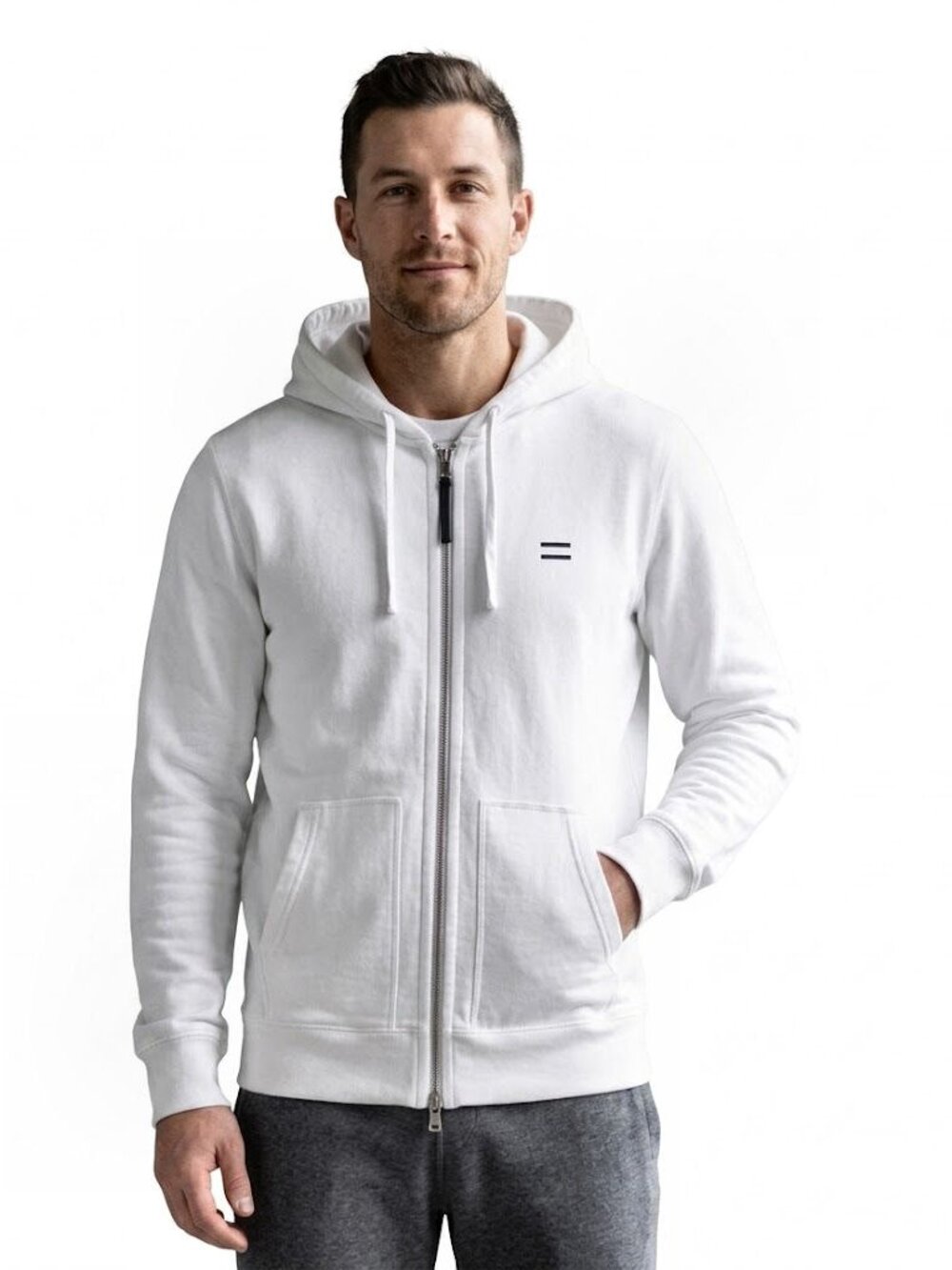 Reigning Champ Full-Zip Hoodie, Handcrafted in Canada, White, Mens Size Medium